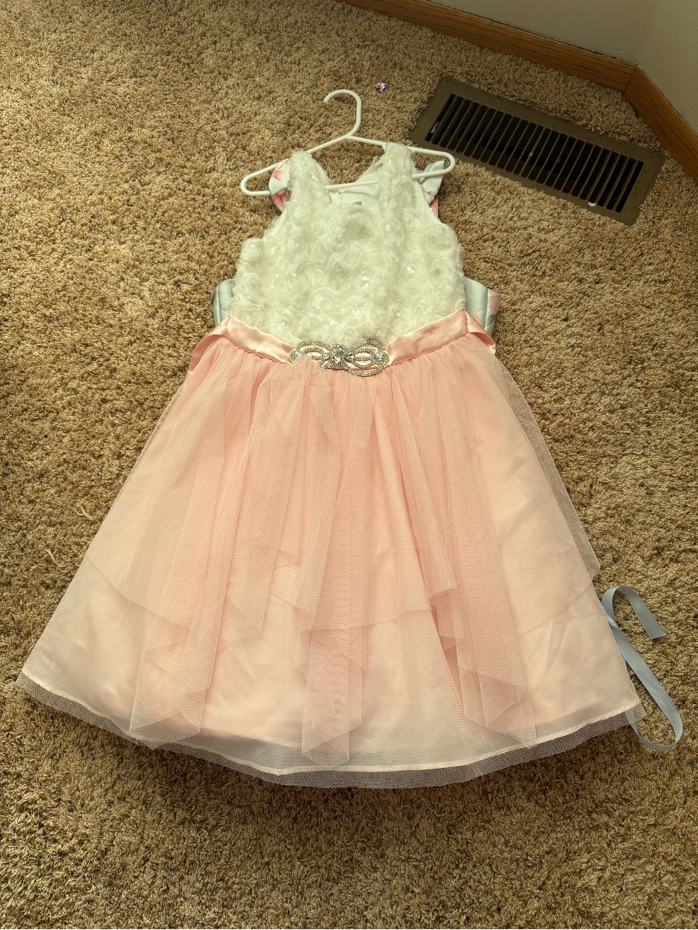 Emily Rose Girls Blush Pink & White Formal Dress Size 12 – Like New